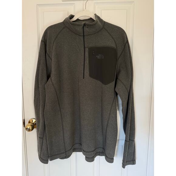 Men's North Face Grey Quarter Zip Fleece Pullover, NWT - Picture 2 of 4